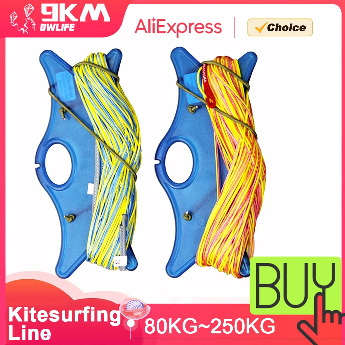 

9KM 80KG-250KG Kitesurfing Line, UHMWPE High Strength Abrasion Resistant Power Kite Line, Wholesale Available