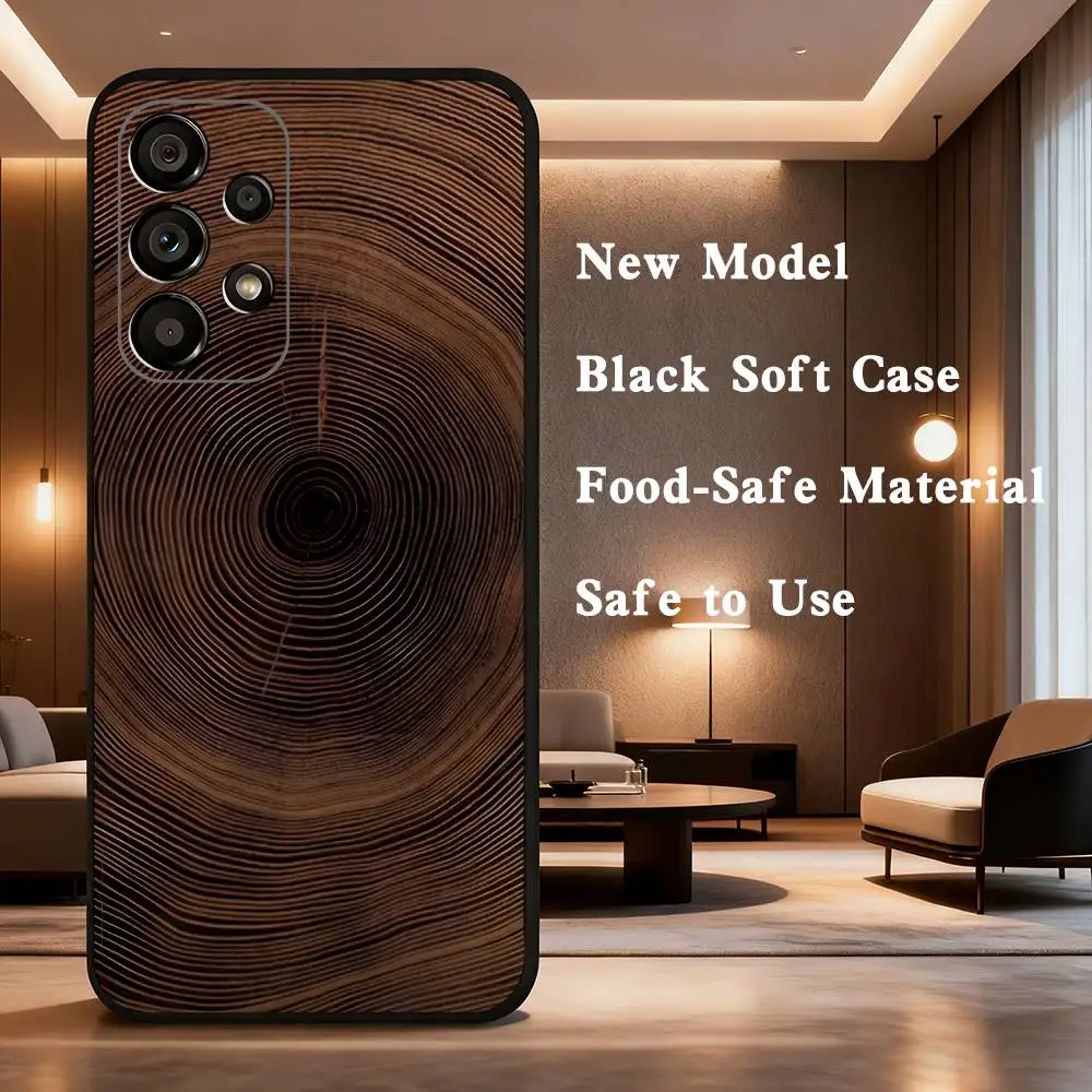 Funda de teléfono de madera Natural para Samsung Galaxy A73,31,32,72,41,53,52,71,22,5G,Note,J7,8,9 funda negra suave