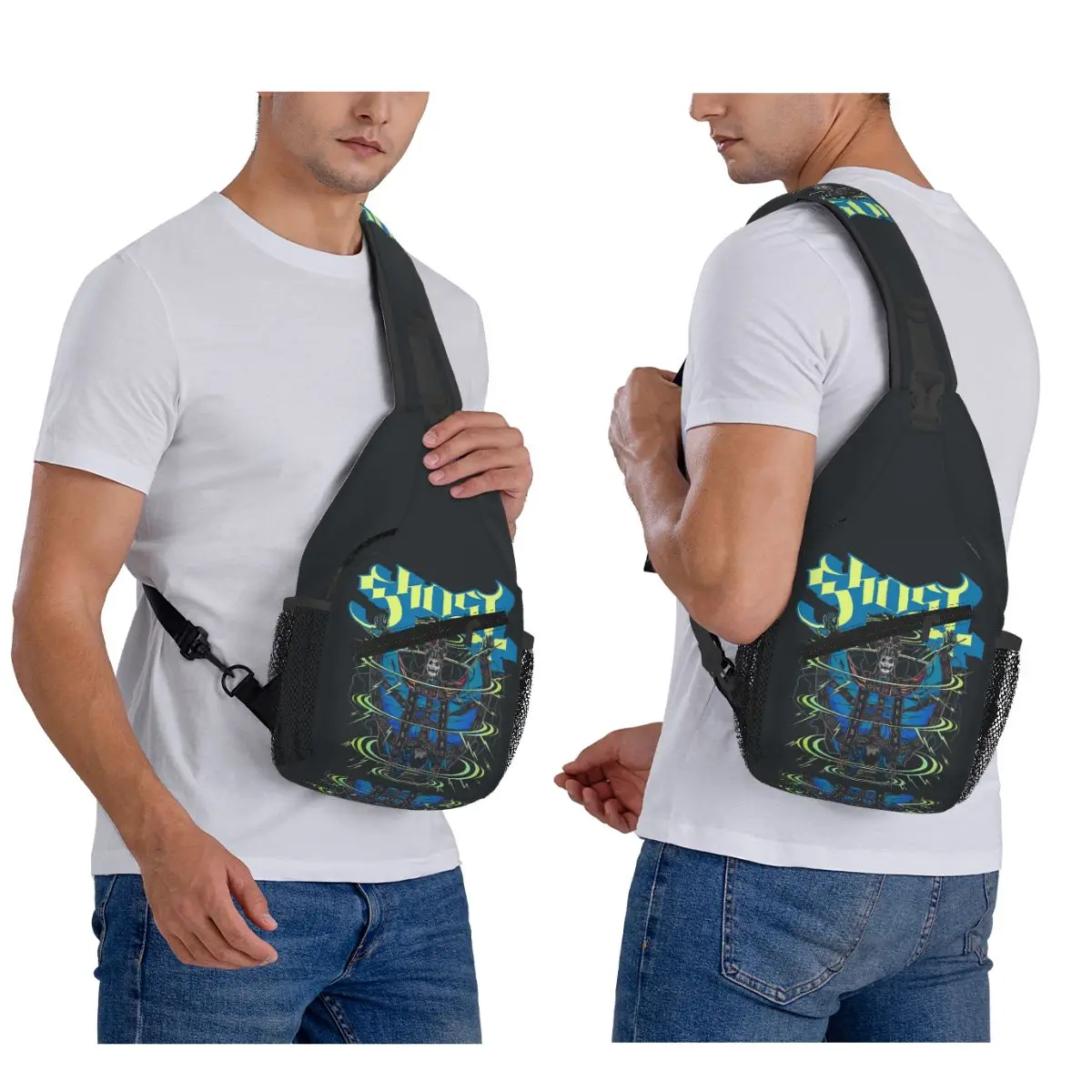 

Rock Band Ghost BC Chest Bag Men Sling Crossbody Backpack Chest Bag Traveling Hiking Daypack Shoulder Bag