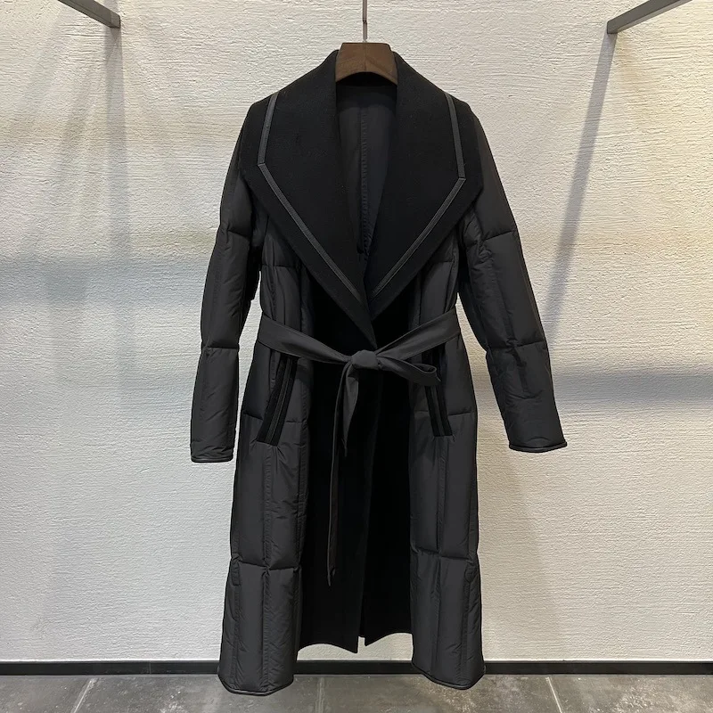 ملابس نسائية لعام 2025 سترة صوفية فاخرة خفيفة متوسطة الطول لخريف وشتاء جديد 1105 #5