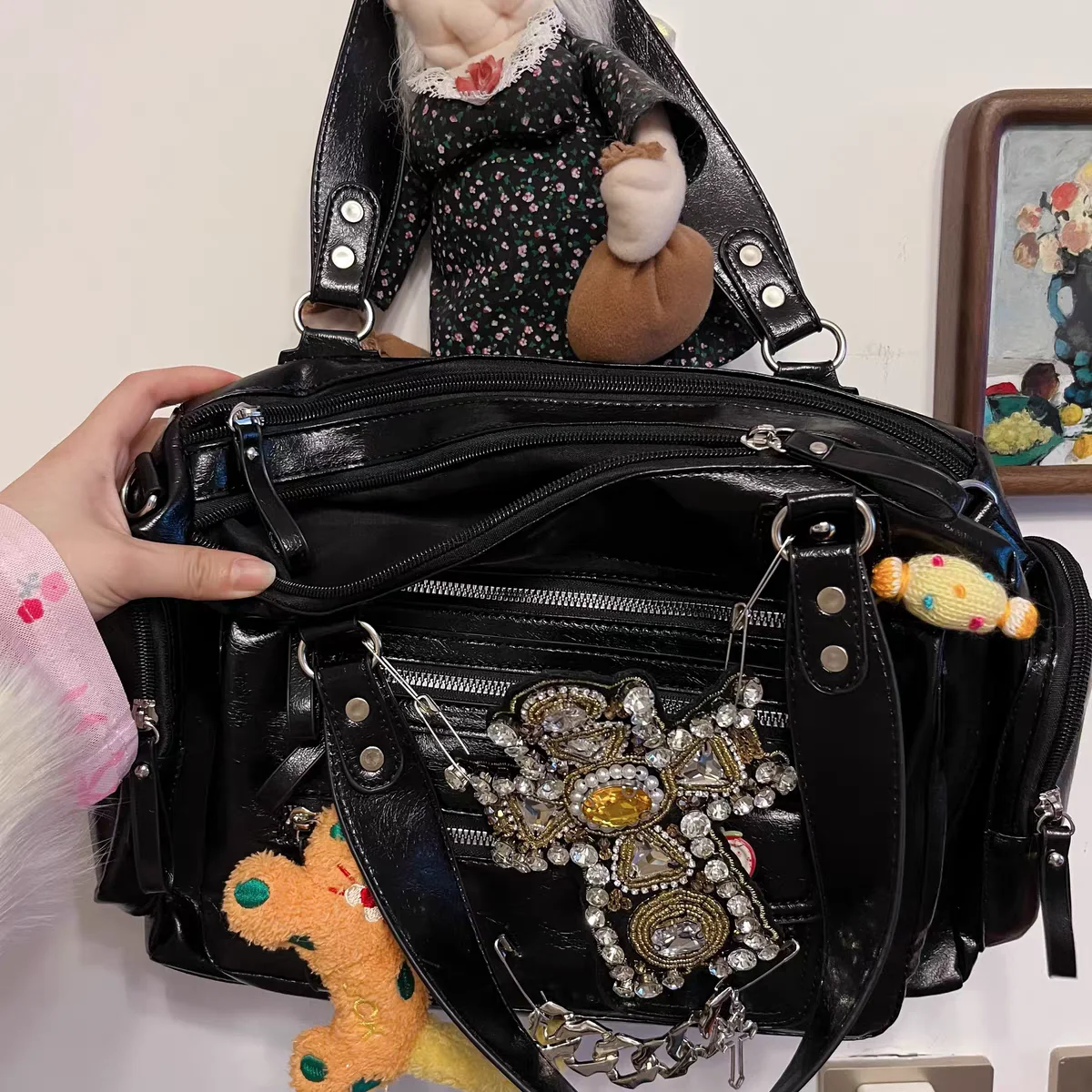 ريترو Y2k السائق حقيبة يد القوطية الشرير الصليب حمل حقيبة للنساء الألفية التوابل الفتيات الشارع ركاب حقيبة كتف Bolsas De Mujer