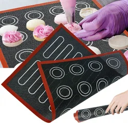 New Silicone 30x40cm Two Sided In One Printing Macaroon Puff Baking Mat Non Stick Pastry Oven Cake Perforated Sheet Liner Mat