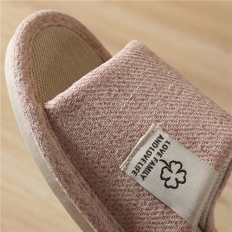 2024 All Seasons Women\'s Slippers Comfortable Cotton Linen Open Toe Slippers Soft Flats Silent Home Shoes Couple Hemp Slippers