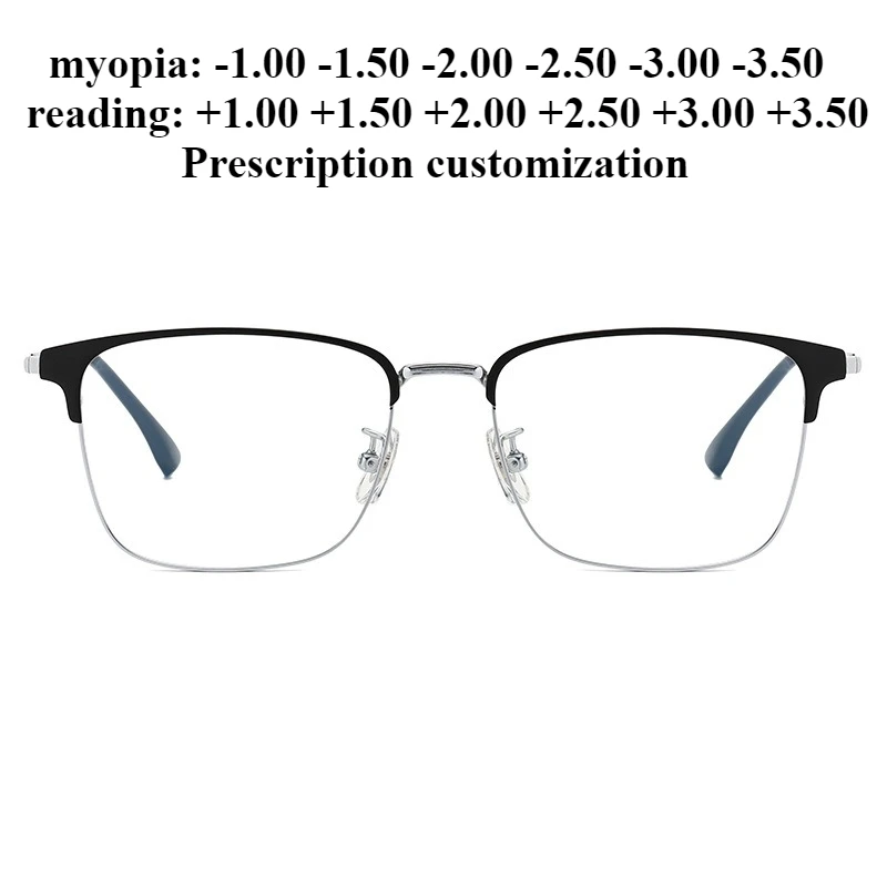 

54 мм новая сверхлегкая титановая оправа для очков для близорукости, мужские очки для чтения с защитой от синего света + 1,00