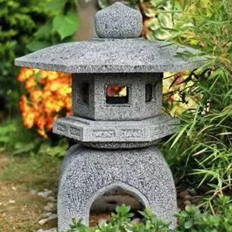 

Japanese Imitation Marble Stone Lamp, Decoration Products, Courtyard Decoration, Red Clay, Lantern for Garden