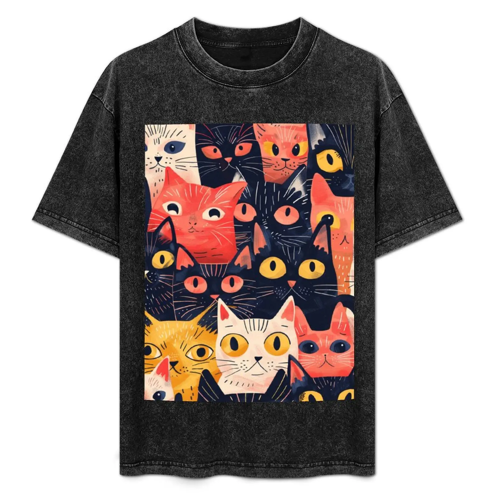 Vintage Art Cute Cats Pattern Art Retro Graphic T-Shirt anime figures designer shirts cute clothes clothes for men