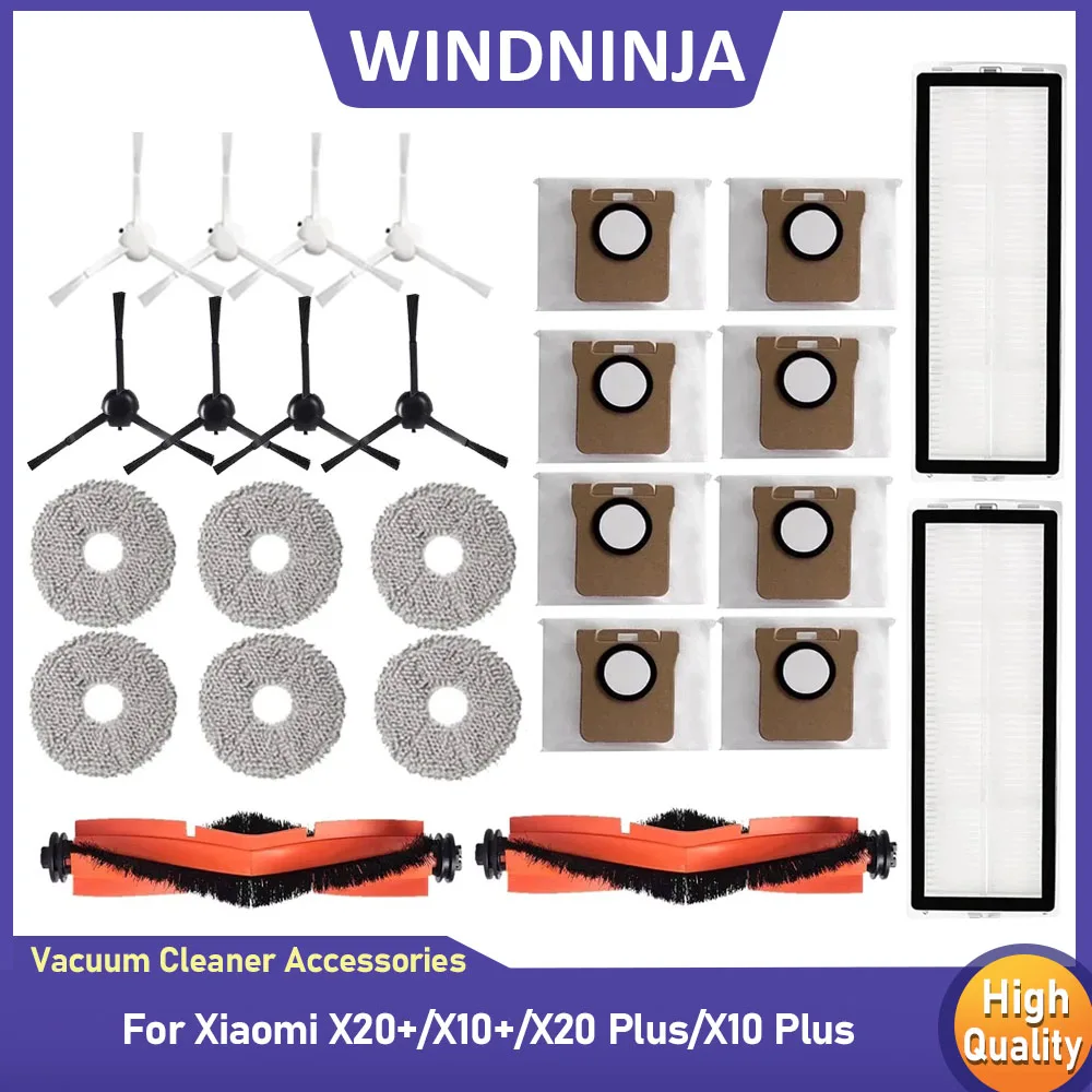 Dust Bag Mop Cloth Accessories For Xiaomi Robot Vacuum X20+/X10+/X20 Plus/X10 Plus Main Side Brush Hepa Filter Replacement Parts