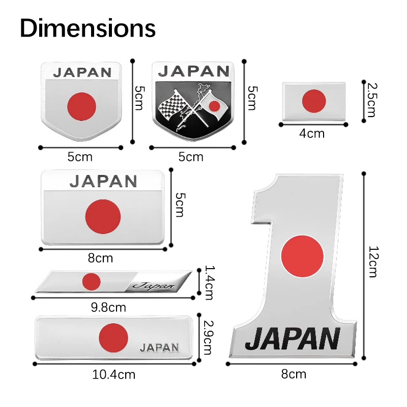 3D 금속 알루미늄 자동차 스타일링 일본 로고 플래그 스티커, 자동차 차체 엠블럼 배지 데칼, 외부 장식 액세서리, 1 개