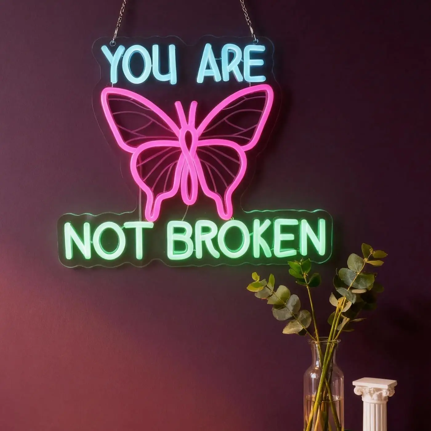 

"You Are Not Broken" Neon Sign USB Dimmable LED Light for Bar Home Gaming Room Bedroom Decorations personnalisé Gift Night Light