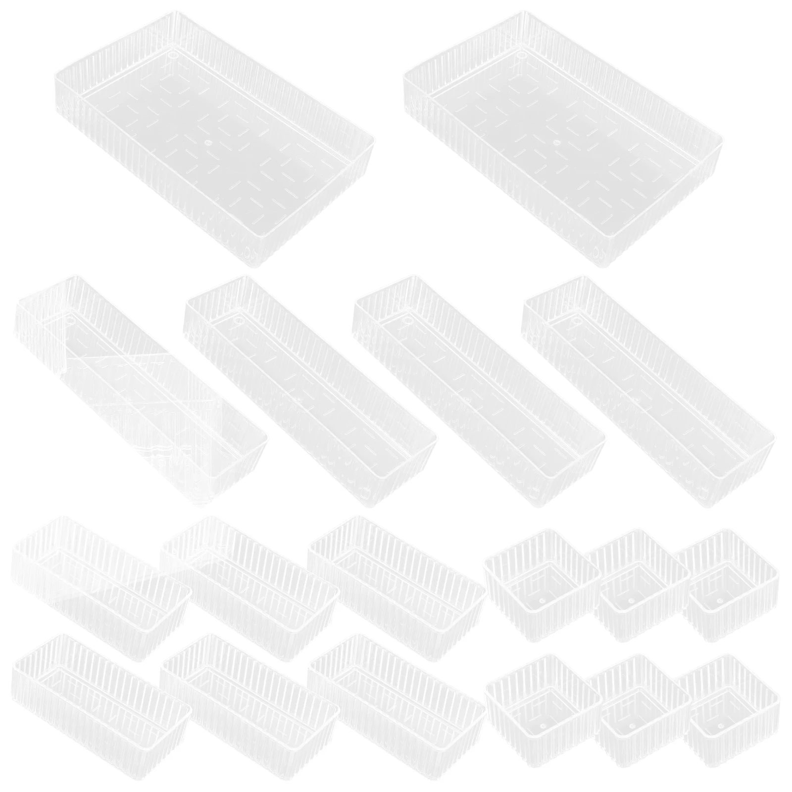 

18 Pcs Transparent Drawer Clear Organizer Container for Cabinet Storage Box Office