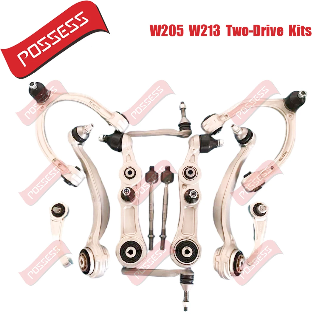 12 Pieces Front Suspension Control Arm Stabilizer Link Tie Rod assemblies Kits For Mercedes-Benz C-Class W205 E W213 Rear Drive