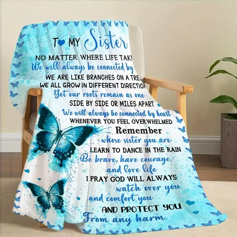 

1 шт. Теплое и уютное фланелевое одеяло для сестры — идеально подходит для дивана, кровати, офиса и кемпинга.