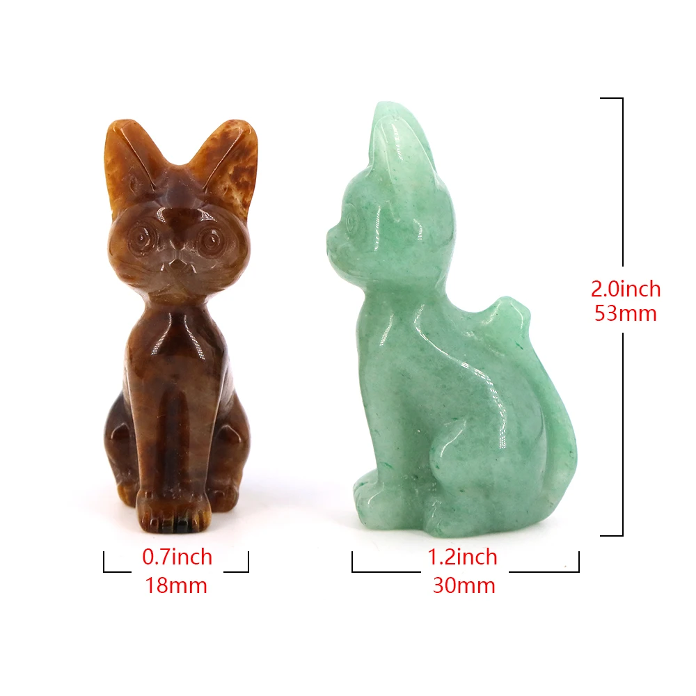 Egyptian Cat Statue Natural Crystal Carving Animal Figurine Ornaments Reiki Healing Gems Crafts Home Decoration Christmas Gift