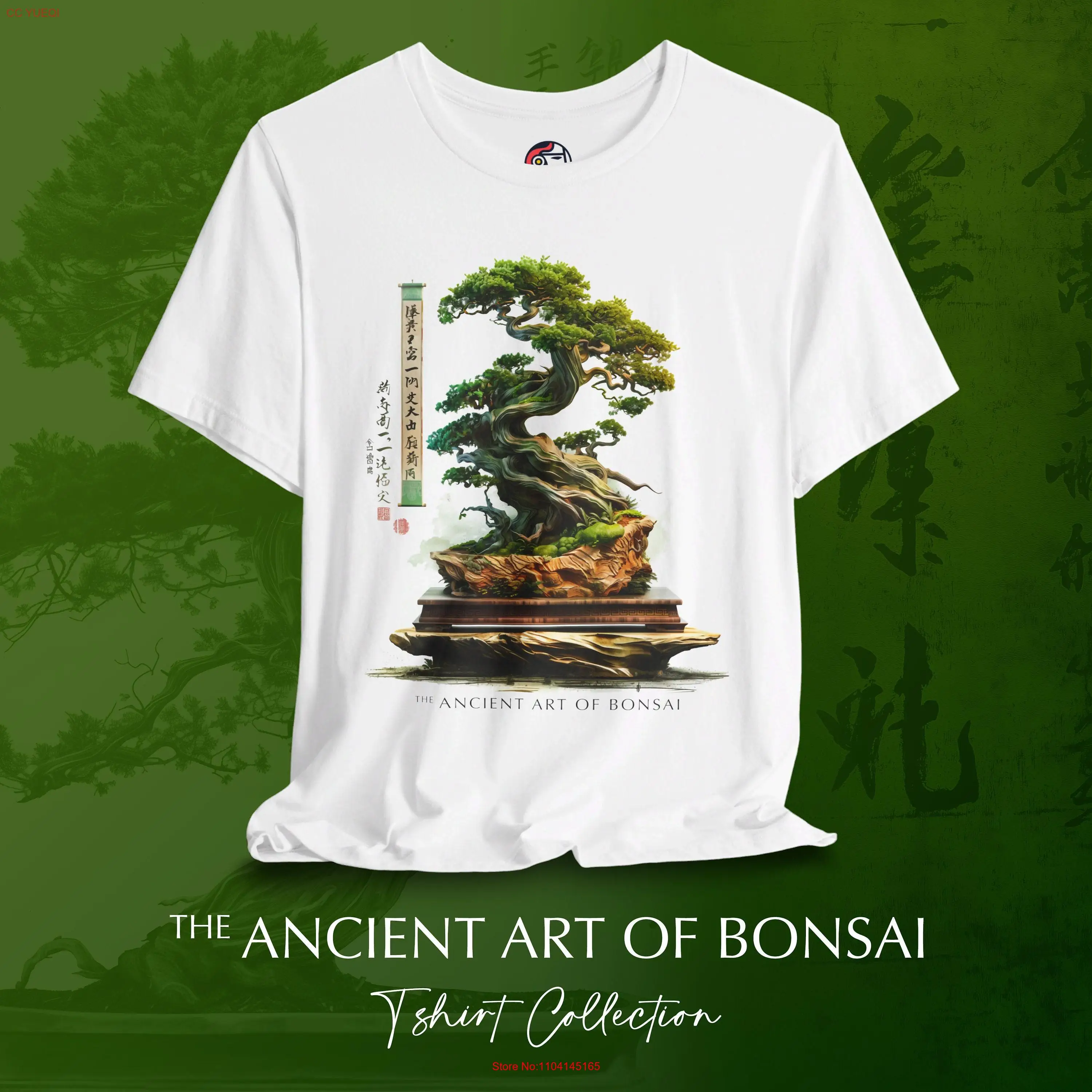 Japanese Bonsai Tree T shirt Zen Buddhist Sumi e Design long or short sleeves