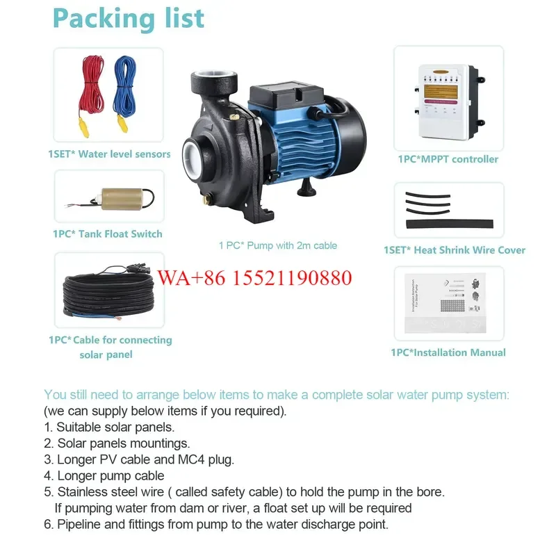 WMWMNU Eco Friendly High Pressure Centrifugal Water Pump for Farm Green Solar Powered Energy Saving Stainless Steel Surface