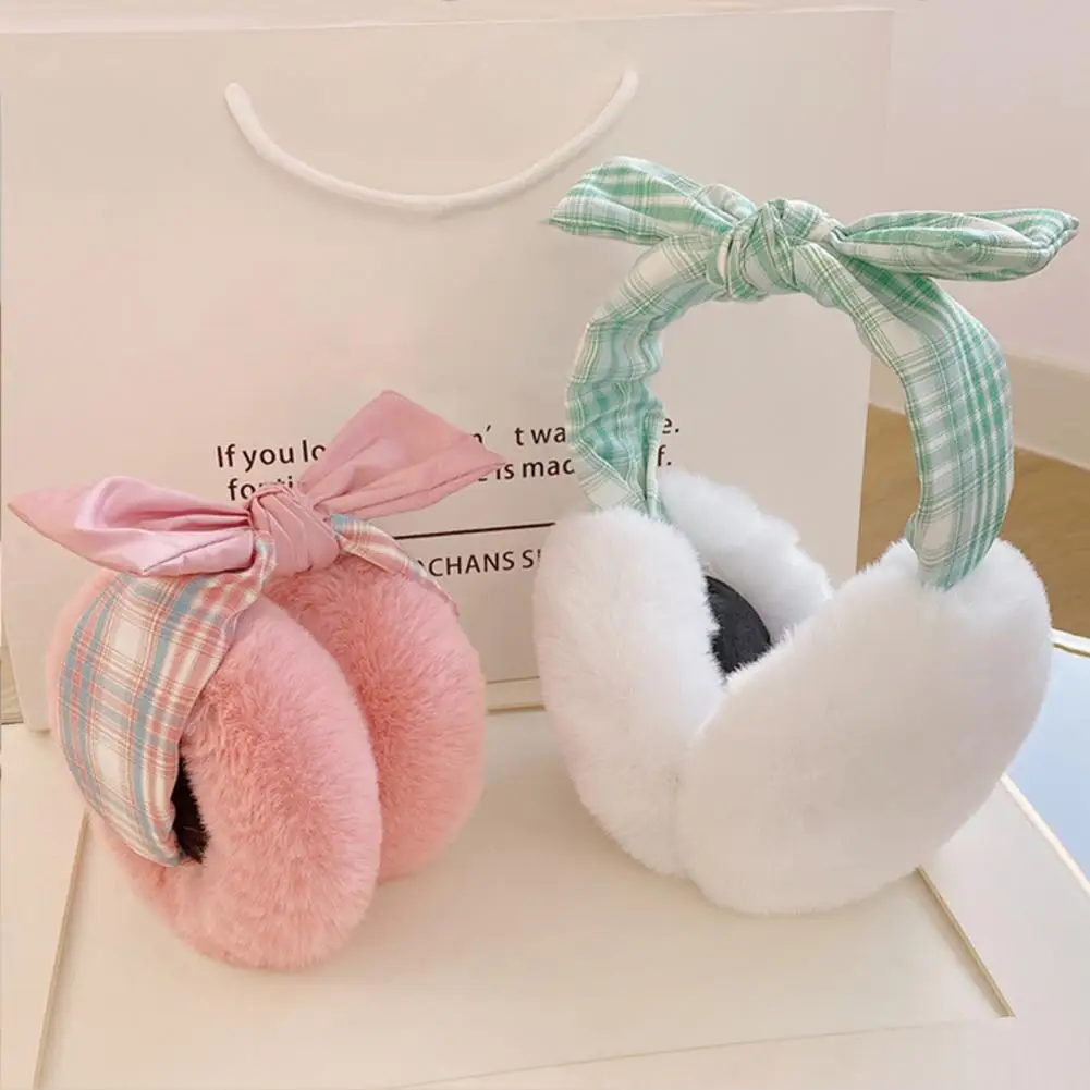 Protège-oreilles en peluche ultra épais pour femme, design nœud papillon, coupe-vent, automne