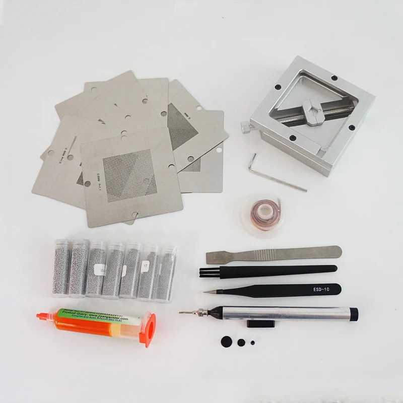 

90 мм паяльная станция BGA с универсальным набором трафаретов, паяльные шарики для ноутбуков, игровые консоли для ремонта припоя