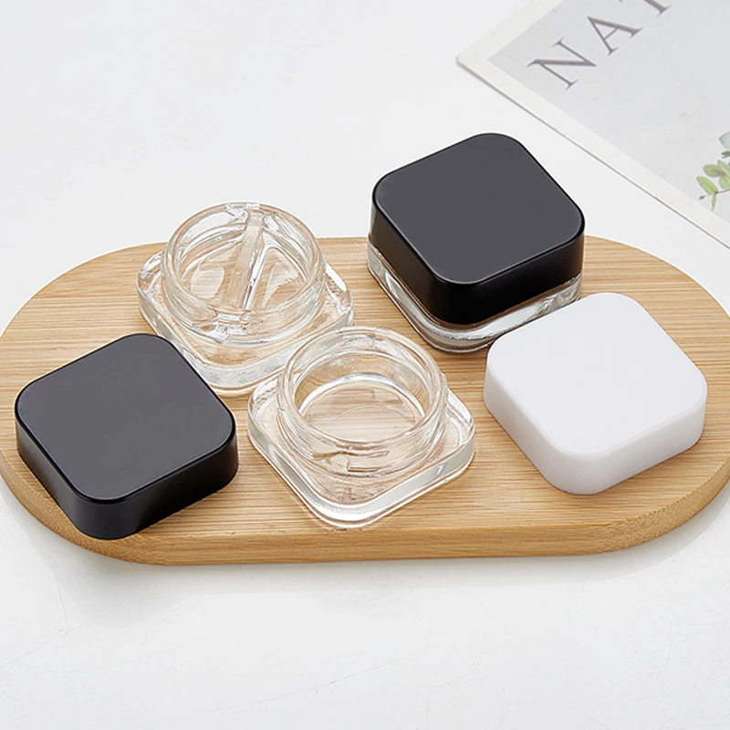 1PCS 9ml Glass Square Jar Skin Care Eye Cream Jars Lotion Pot Refillable Bottle Makeup Eye Shadow Storage Cosmetic Container