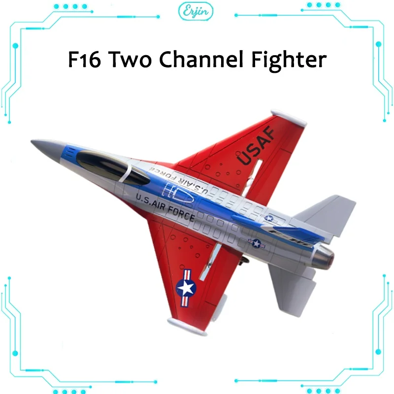 Olans Remote-controlled F16 Fighter Jet With Two Channels And Fixed Wing Model With Flight Control Lights 76204