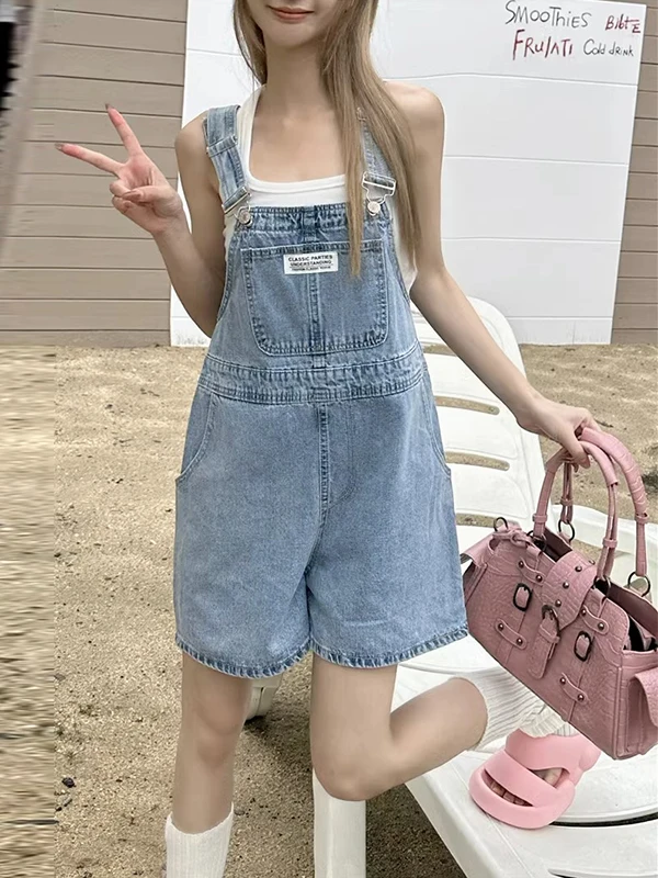

Slimming Denim Overalls Women's Summer Thin Large Size Faionable ort Pants Design Sensation Anti-Aging Quali