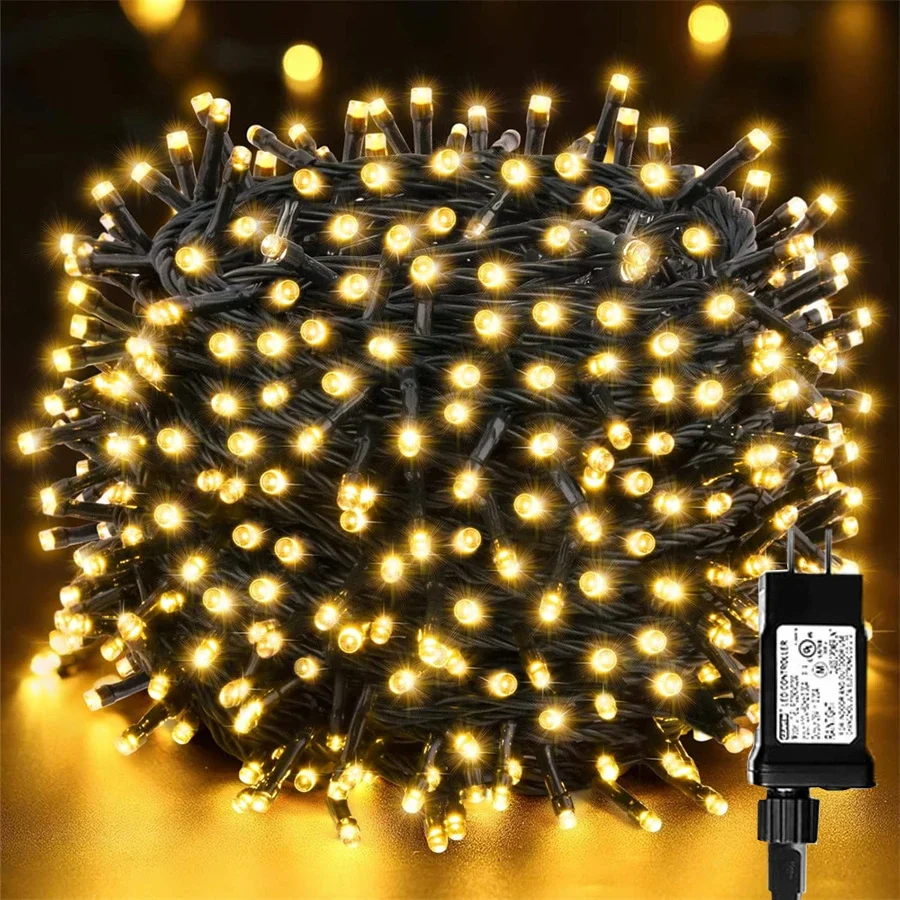 

Christmas Garland 10m 20m 50m 100m Christmas Tree String Light Outdoor Plug-in Fairy Twinkly Light 8 Modes for Holiday Decor