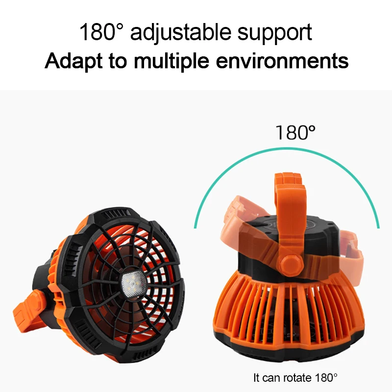 Ventilador eléctrico portátil para acampar al aire libre, ventilador de techo con luz LED multifunción, recargable por USB, iluminación para tienda de campaña y Pesca