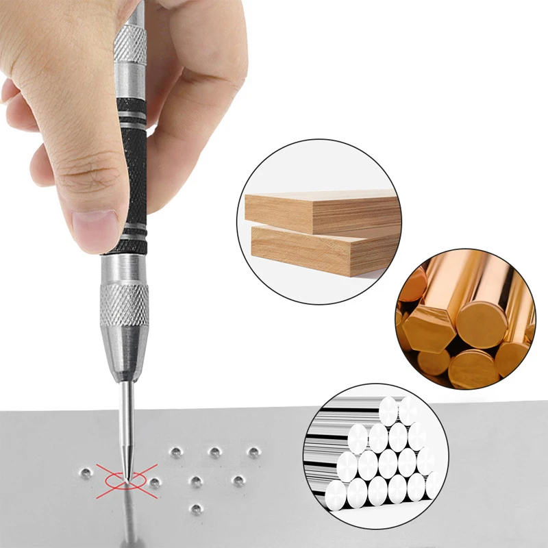 

1Pcs Black And White Center Punch Automatic Spring Locator Woodworking Tools Positioning Punching Tool Accessories