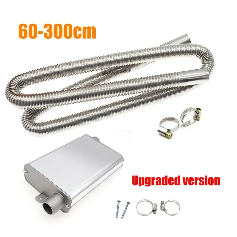 60-300cm Car Air Parking Heater Exhaust Pipe With 24mm Muffler Silencer Upgraded Clamp Bracket For Webasto Eberspacher