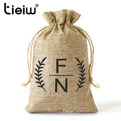 Custom Burlap Favor Bags With Drawstring For Wedding And Party Favors Personalized Natural Linen Sack For Candy Coffee DIY Craft