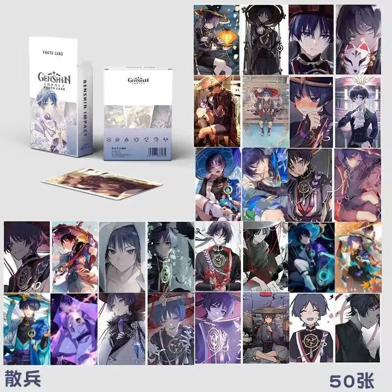 50 PCS Anime Genshin Impact Cute Card Scaramouche XIAO NAHIDA Figure Cosplay HD Exquisite Creative Photo Cartoon Card Fans Gift