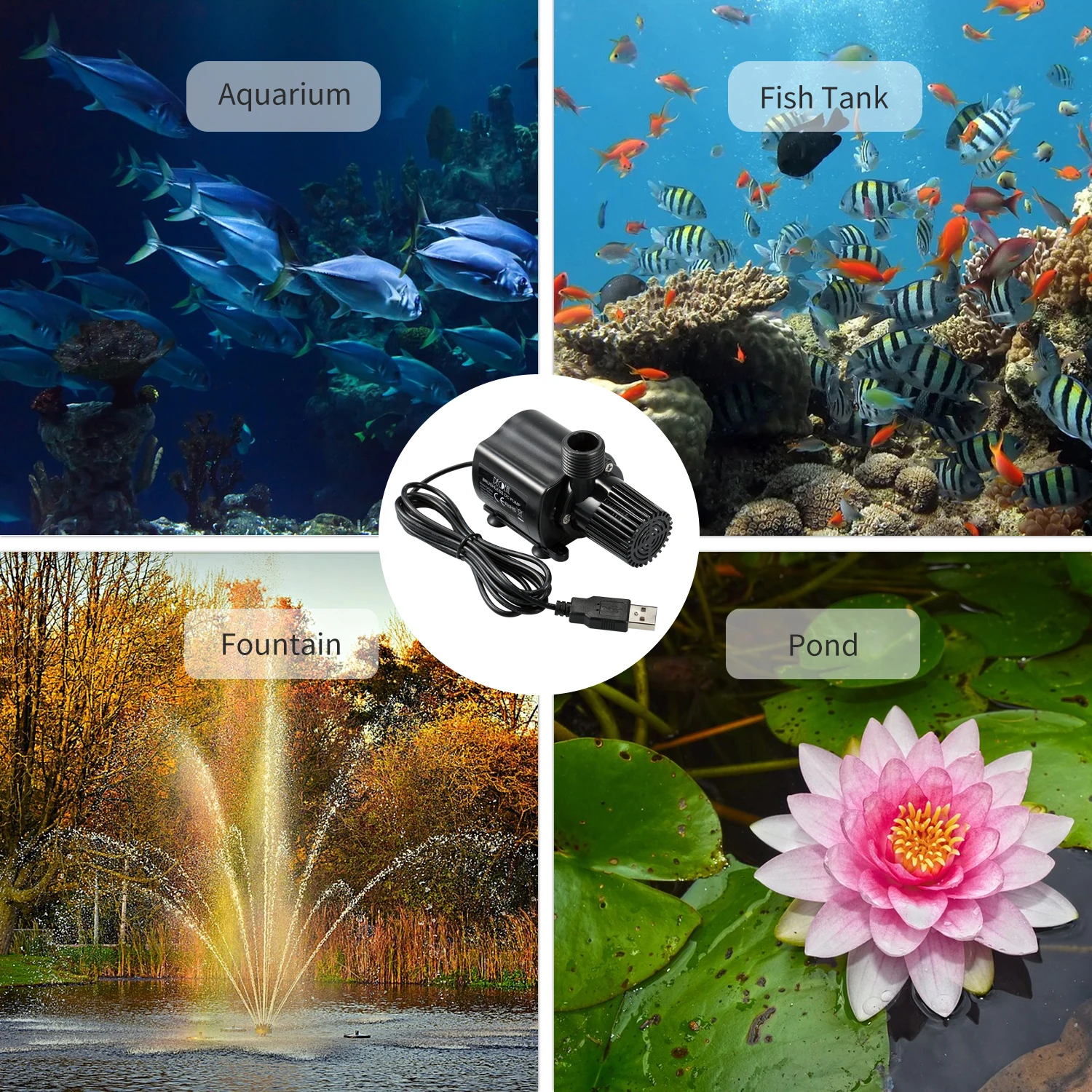 DC12V Submersible Fountain PUMP Aquarium Pond หมุนเวียน Ultra-Quiet USB Brushless ปั๊มน้ํา Micro น้ําปั๊มน้ํามันกันน้ํา