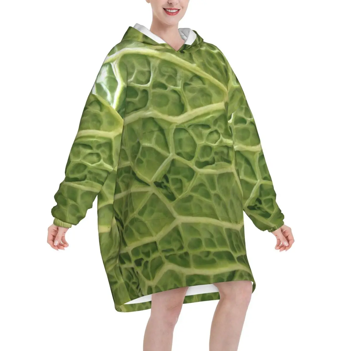 Cabbage Blanket Hoodie Wearable Blanket Large with Pocket Warm Sleeping Bag Soft Cozy Onesie