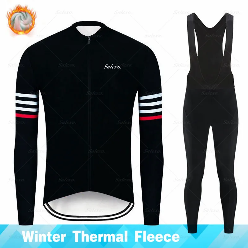 2023 Men Winter Thermal Fleece Cycling Jersey Set Racing Bike Cycling Suit Mountian Black Bicycle Cycling Clothing Ropa Ciclismo