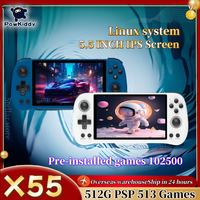 POWKIDDY X55 Retro Handheld Game Video Player Console 5.5 Inch HD Screen RK3566 Open-Source Linux System Bluetooth 512G PSP Gift