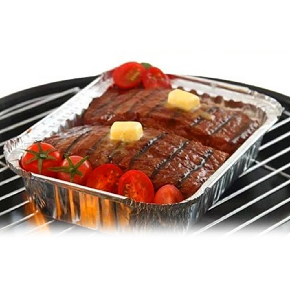 

10 Pcs Disposable Aluminum Foil Drip Pans BBQ Grease Trays Sturdy Eco Friendly Recyclable Bulk Grill Maintenance Easy Clean Side
