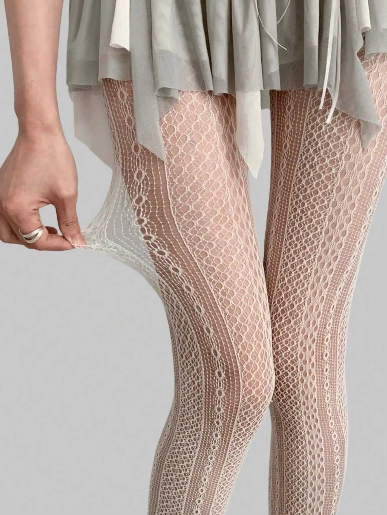 

Белые кружевные колготки-сетка с вертикальными полосками для женщин, в стиле фейрикор, на все сезоны