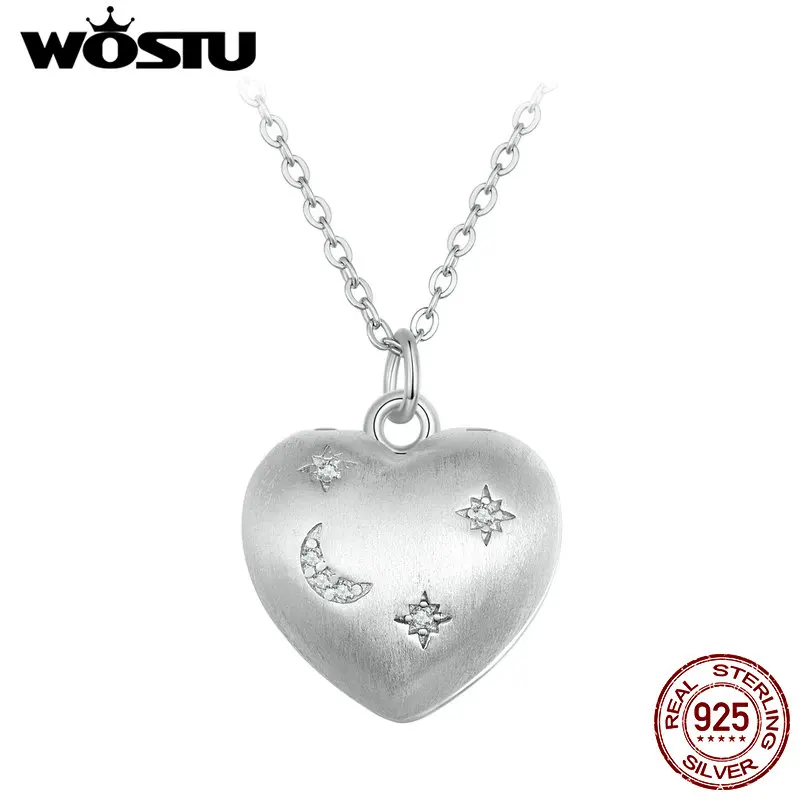 

WOSTU 925 Sterling Silver Customizable Heart-shape Open-able Necklace with Birth Stone Women Luxury Jewelry Anniversary Gift