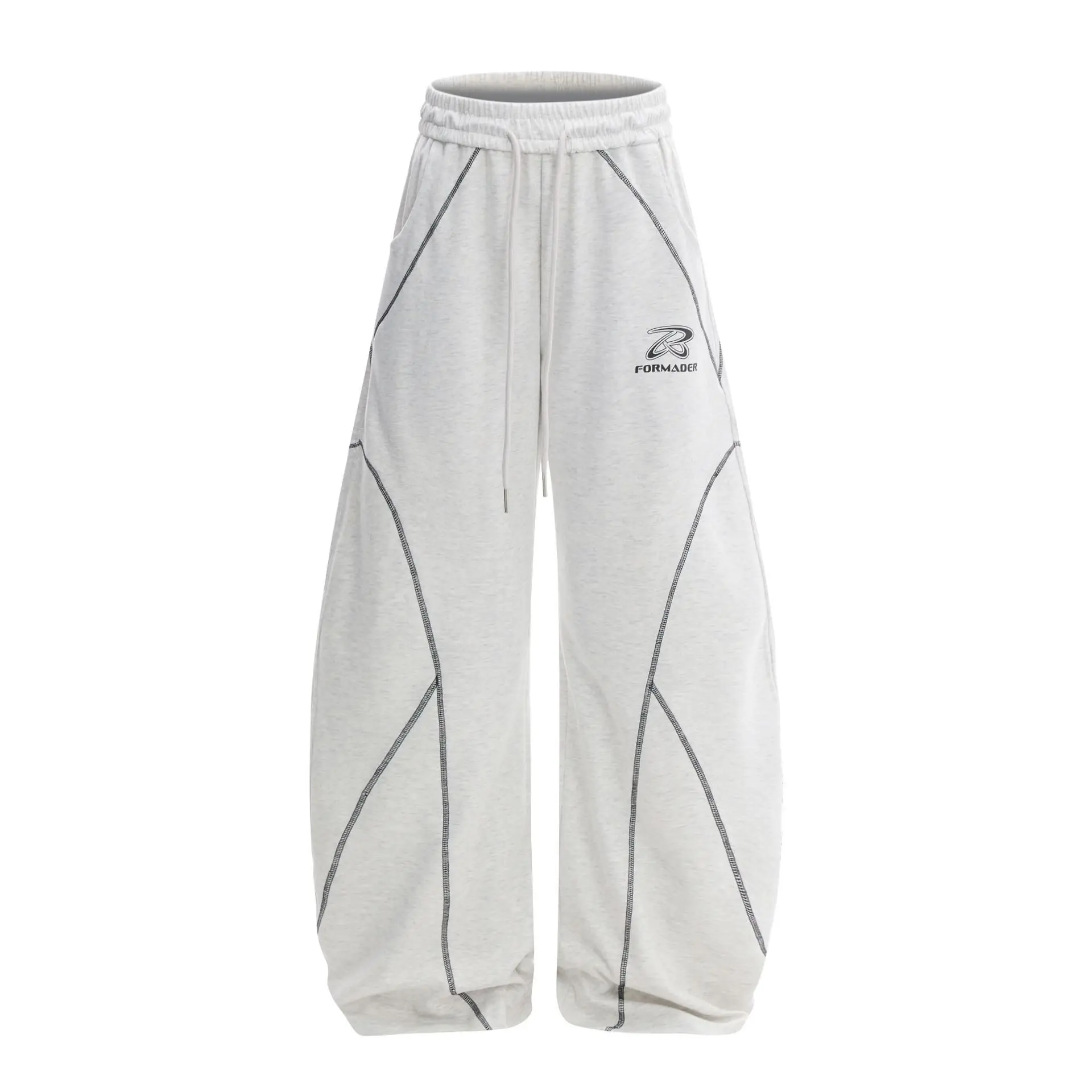 OR FL Women's American Retro Splicing Curved Knife Sweatpants Trendy Brand Design Sense Clear Thread Slacks Sports Pants Y2k