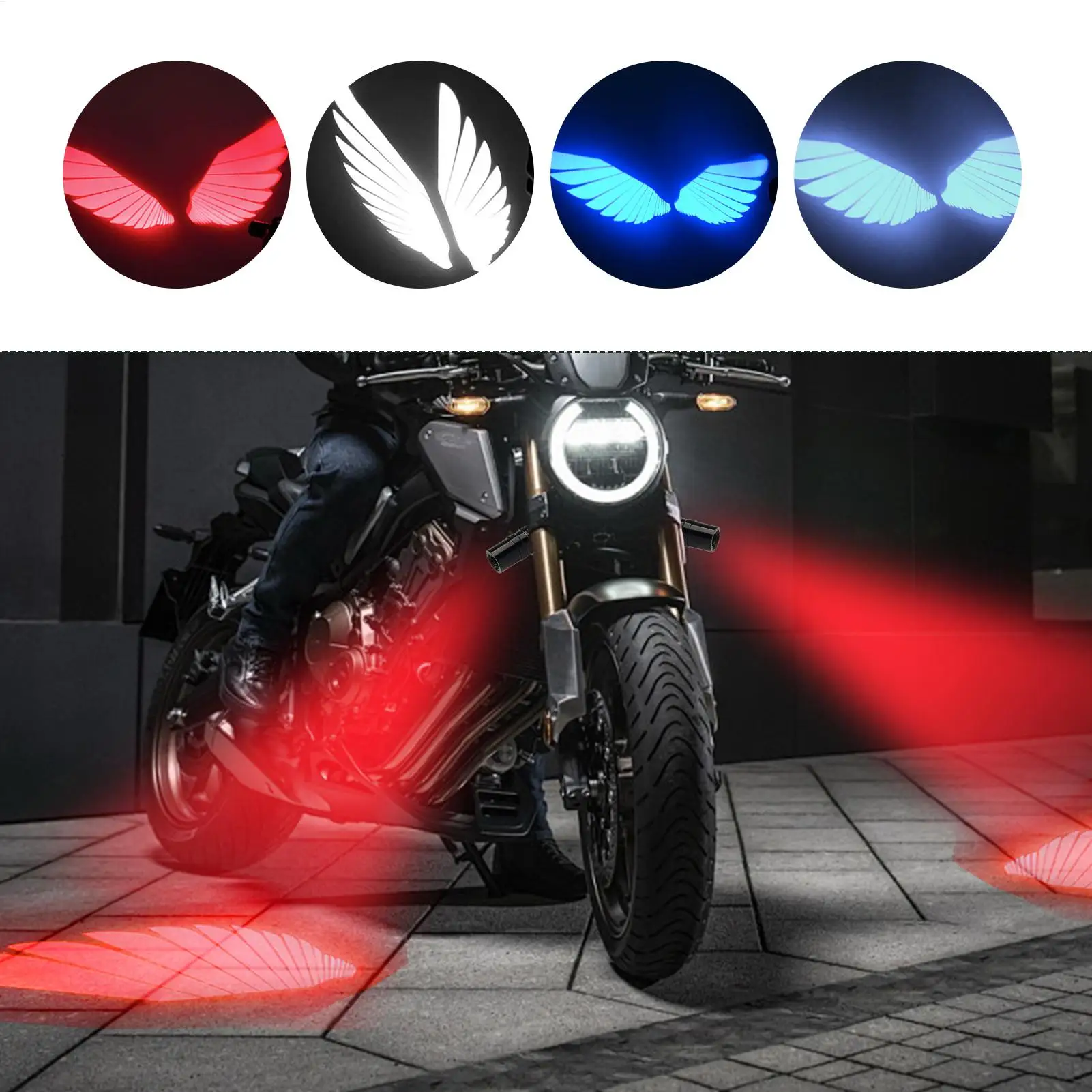 Angel Wings Motorcycle Lights Motorbike LED Shadow Projector Unique Welcome Lamp With High Definition Glass Lens Underbody