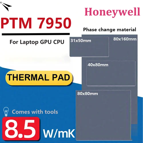 Imagen 1 del producto Honeywell PTM7950 almohadilla de cambio de fase 8,5 W/mk Material de grasa térmica portátil/CPU/GPU disipador de calor enfriamiento almohadilla de pasta conductora térmica