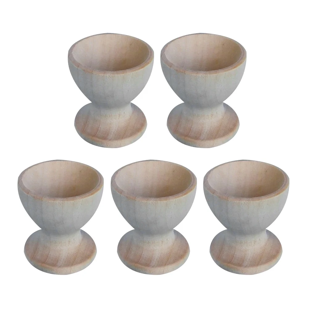 5 pçs crianças educacional ovo titular copo de madeira forma bandeja para desenho arte artesanato crianças dia de páscoa ovo suporte copo