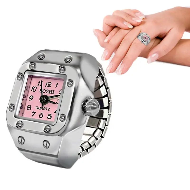Finger Ring Watch Stainless Steel Ring Watch Creative and Classic Alloy Shell Finger Watch for Men and Women