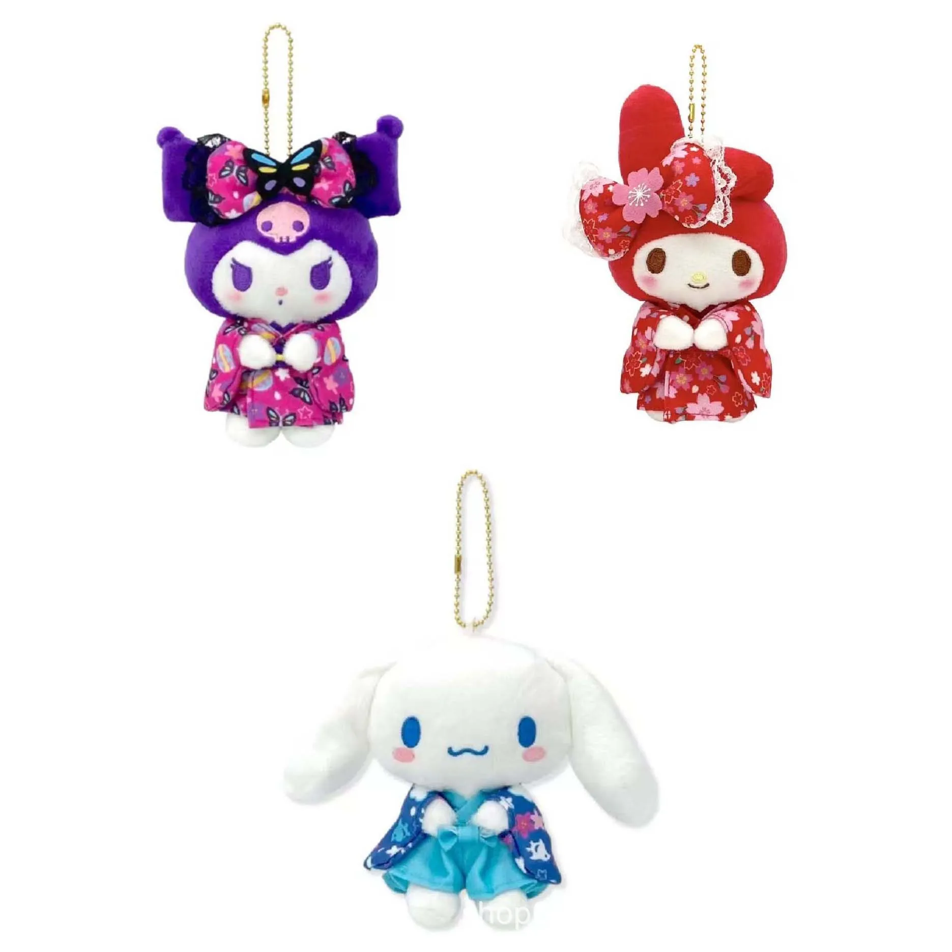 

Sanrio Kuromi My Melody Cinnamoroll Kimono Plush Keychain Cute Stuffed Doll Bag Pendant Gift