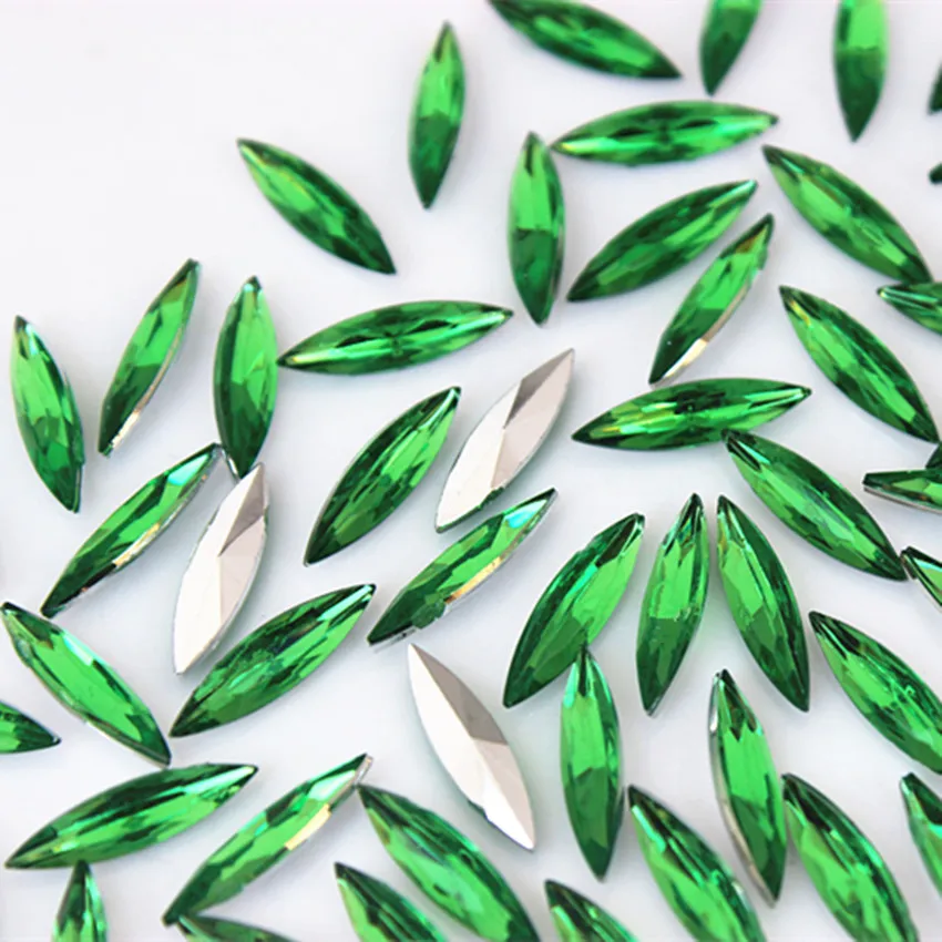 Micui 200pcs 4*15mm Horse Eye Pointback Acrylic Rhinestones Crystal Stones for Clothing Garments Bags Crafts Decorative MC285