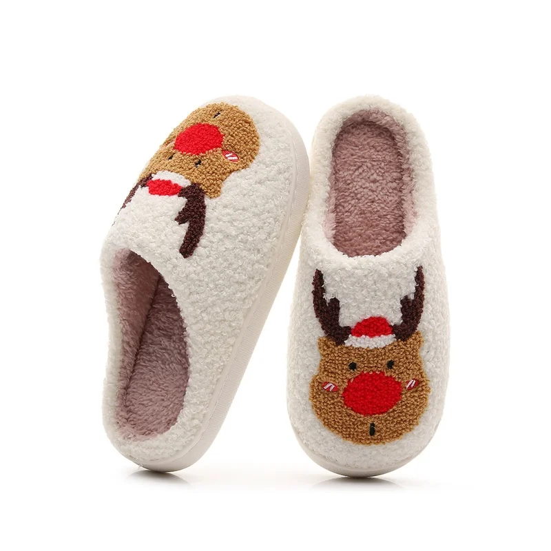 Winter Christmas Warm Slippers Women Indoor Bedroom Soft Slide Couples Floor Comfy Household Home Sandals Adults Walk Flip Flops - Image 6