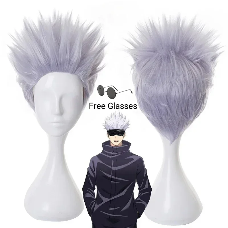 Anime Jujutsu Satoru Gojo Cosplay Kostuum Ooglapje Pruiken Gratis Bril Halloween Party Mannen Vrouwen