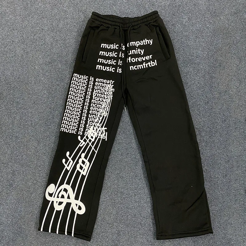 Spodnie American Vintage z lat 2000. Kreatywne, personalizowane litery, nadrukowane spodnie, hip-hopowe, streetwearowe, sportowe, luźne, elastyczne spodnie do joggingu.