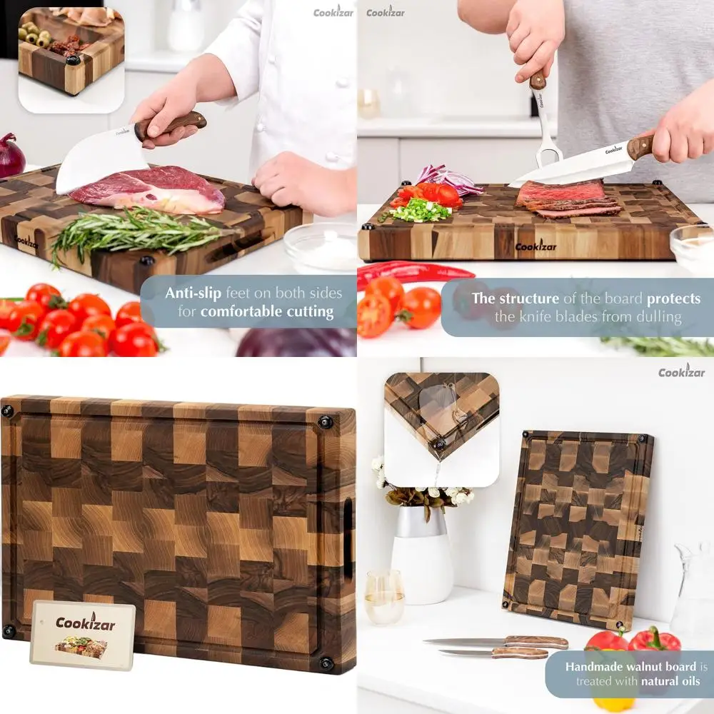 

Кухонная разделочная доска из грецкого ореха с канавкой для сока - деревянная разделочная доска для мясного мясника EBC