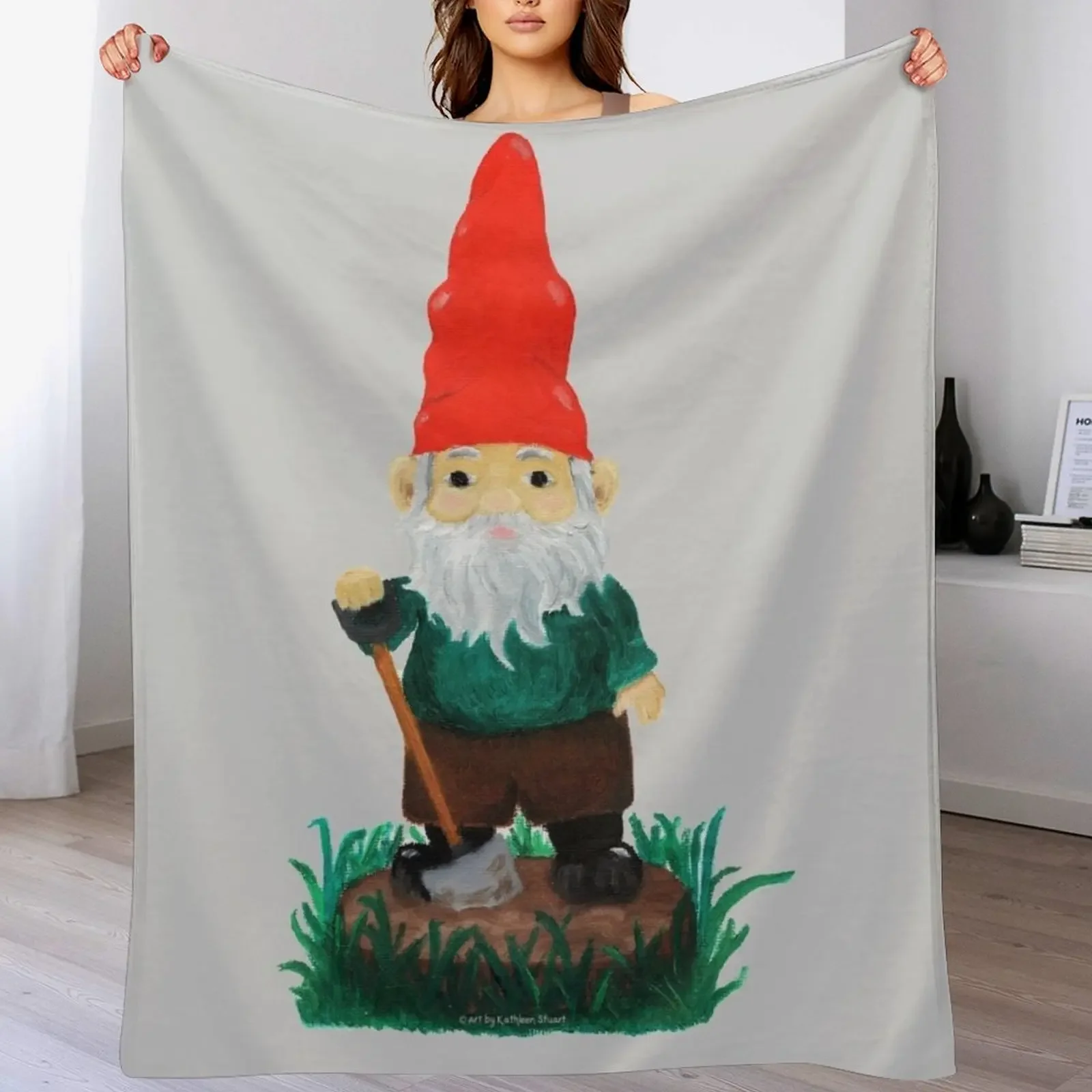 

Garden Gnome - Cute Oil Painting Throw Blanket Flannel for babies halloween Warm Blankets