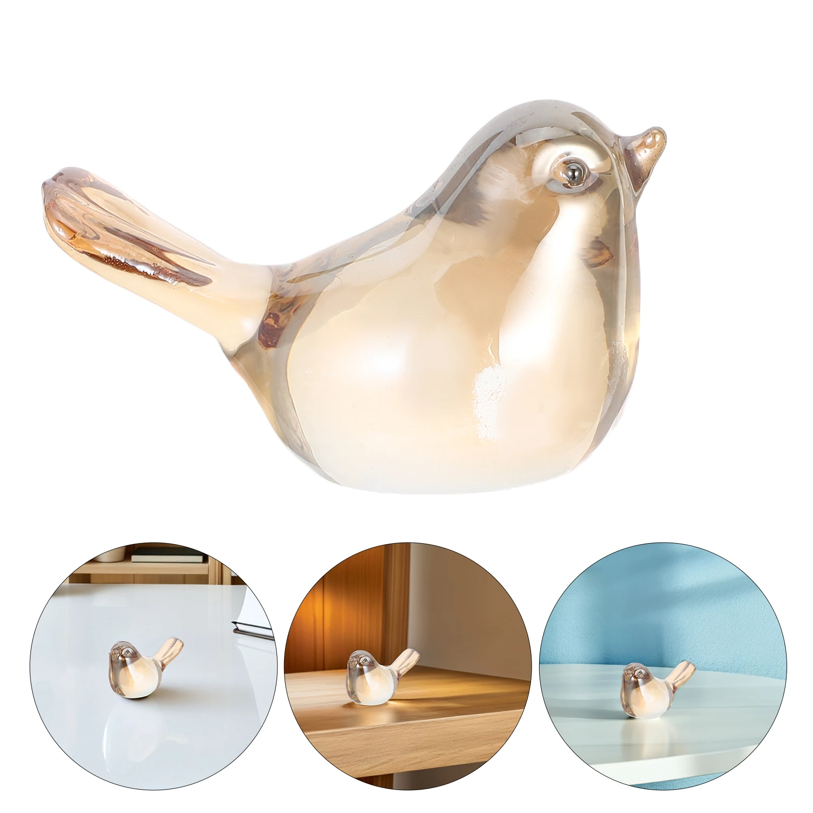 

2pcs Glass Crystal Bird Statues Elegant Craftsmanship Sturdy Light Refractive s Desktop Bookshelf Home Office Farmhouse